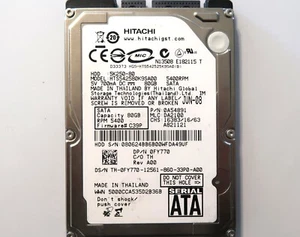 Hitachi HTS542580K9SA00 0A54891 DA2100 Thailand 80gb 2.5" Sata HDD JUN-08 - Picture 1 of 1