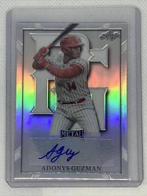 2021 LEAF METAL PERFECT GAME ADONYS GUZMAN AUTO SILVER REFRACTOR - Image 1 of 2
