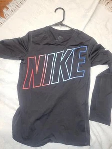 Nike Dri-FIT Long Sleeve Shirt - Black with Colorful Logo - Picture 1 of 3