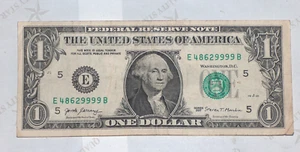 2017 $1 Bill US 4 Of A Kind 9's 4 Pack 9's High Number 4862 9999 Fancy Serial - Picture 1 of 2
