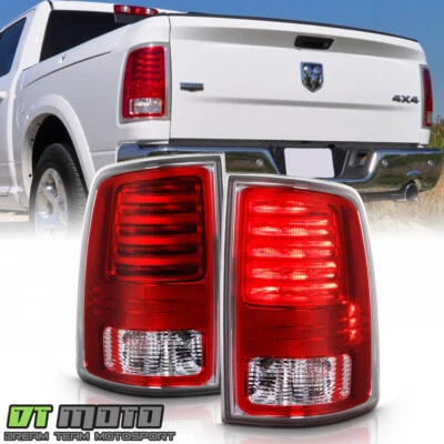 Replacement 2013-2018 Dodge RAM 1500 2500 3500 Chrome/Red LED Tail Lights LH+RH - Image 1 of 4