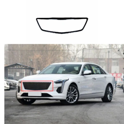 Para Cadillac CT6 2019-2020 Negro Brillante ABS Parrilla Frontal Parrilla Marco Cubierta Borde Foto 1 de 4