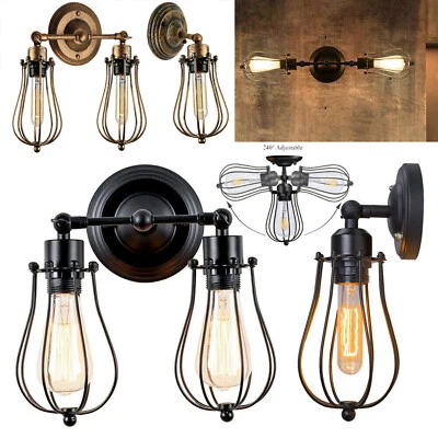 Vintage Wall Light Retro Industrial Cage Wall Lights Indoor Fitting Sconce Lamps - Image 1 of 4