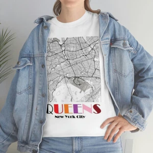 Camiseta unisex de algodón pesado de Queens ciudad de Nueva York - Imagen 1 de 10