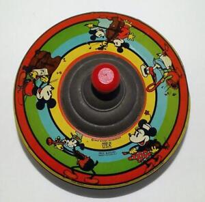 SCARCE EX!10"(LARGEST)FRITZ BEUSCHEL VERS:DISNEY1930's MICKEY MOUSE SPINNING TOP