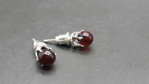 Bellissimi Orecchini a borchie Ambra Baltica Unici Bellici Cognac Scuro 5mm A Forma di Corona - Foto 1 di 4