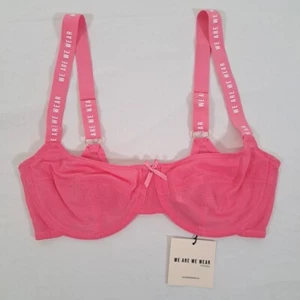 WE ARE WE WEAR Non Padded Balconette Bra Logo Detail Pink Poly Blend BNWT 36D - Picture 1 of 14