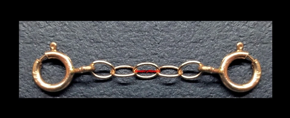 Cable 14k 2mm Oro Sólido Rosa 5mm DOBLE Anillo de Resorte 1" Extensor de Cadena Seguridad EE. UU. Foto 1 de 4