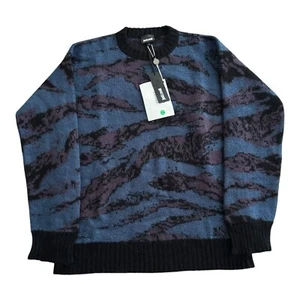 Just Cavalli Womens Textured Long Sleeve Printed Sweater Blue Black Size L - Picture 1 of 11
