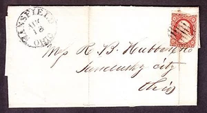 US 10 or 10a 1851 Issue 3c Washington Orange Brown on Cover (-002) - Picture 1 of 1