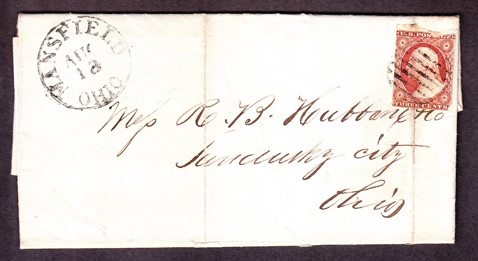 US 10 or 10a 1851 Issue 3c Washington Orange Brown on Cover (-002) - Image 1 of 1