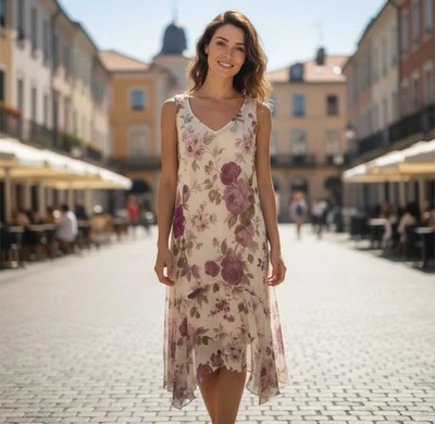 Vestido asimétrico Y2K Fairy para mujer 16 midi de gasa verde floral cuello en V ASO Foto 1 de 4