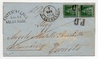 1854 ITALY TUSCANY COVER SA#6 4cr LION PAIR, VIA DI MARE CANCEL,  $6300.00 RARE