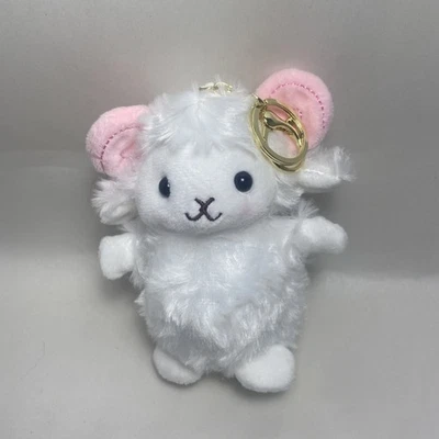 Sheep Keychain with Pink Swirl Horns Key Chain Mini Plush 5 inch No Tag - Image 1 of 4