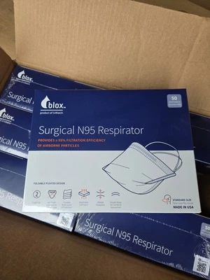 Mascarilla Desechable Respirador Quirúrgico 50 Blox N95 LPN CUERPO AUTOMÁTICO Hecha en EE. UU. Foto 1 de 3