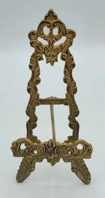 Caballete de exhibición de latón ornamentado de colección placa de fotos soporte para libros 7,5" Foto 1 de 4