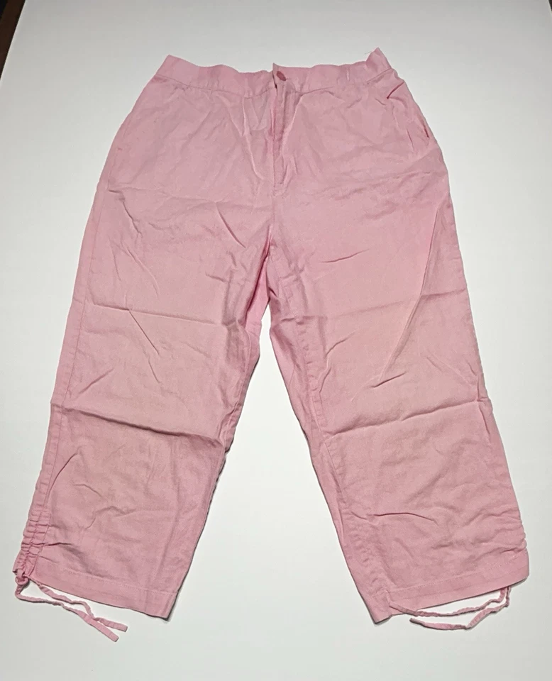 Pantalones Cappagallo para mujer rosa mezcla de lino con cordón talla S bolsillos elásticos Foto 1 de 4