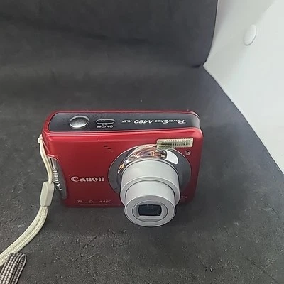 Canon PowerShot A480 10MP Digital Camera - Red  - Tested Works #2 - Image 1 of 4