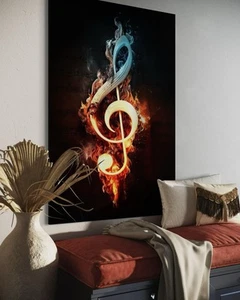 LEINWAND BILD ER MUSIK POP ART NOTENSCHLÜSSEL NOTEN ABSTRAKT WAND POSTER - Bild 1 von 5