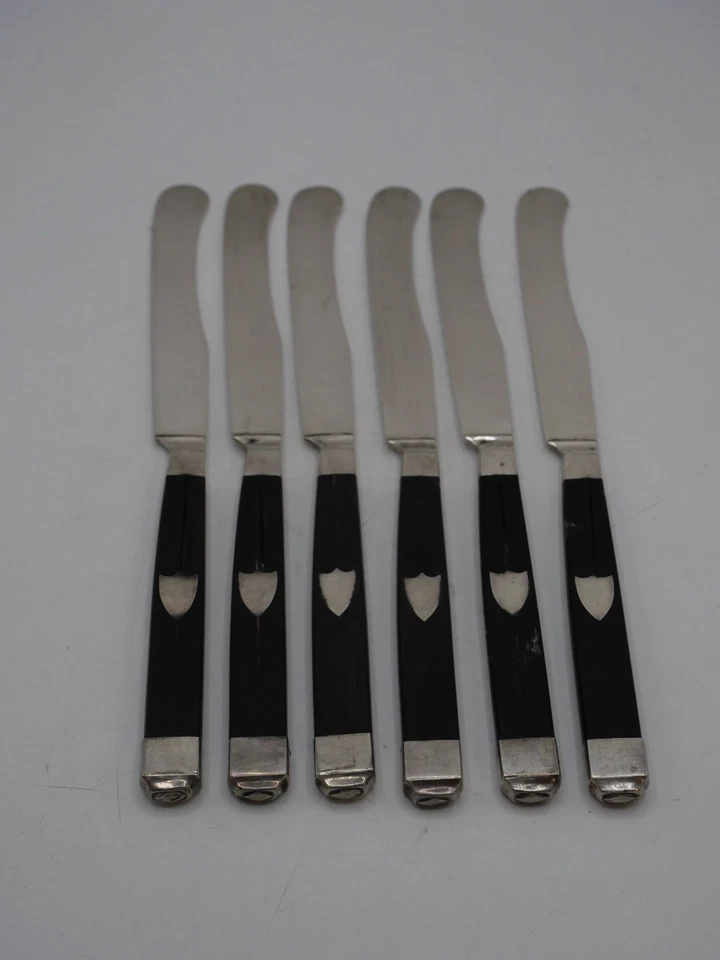 6 COUTEAUX A FRUITS EN ARGENT MASSIF ET EBENE POINCON COQ PARIS 1809 - Photo 1/4