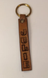Personalized Leather Keychain, Engraving, Handcrafted "JULIE" - Picture 1 of 2