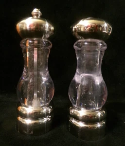 OLDE THOMPSON CARBON STEEL and ACRYLIC SALT SHAKER and PEPPER GRINDER SET - Picture 1 of 11