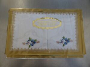 Vintage Embroidered White Standard 2x Pillowcase Set Pair In Packaging 1960's