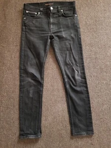 Nudie Jeans Co. Lean Dean Dry Black Selvage Jeans Mens Size W29 L30  #498 - Picture 1 of 11