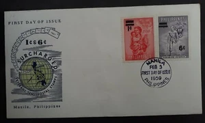 1959 Philippines Libertation Anniv FDC ties 2 Stamps cd Manila - Picture 1 of 2