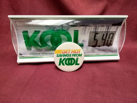 1996 Kool cigarettes advertising display, digital clock, B&W T Co with calendar Cover