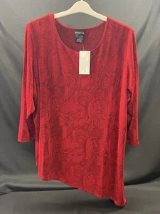 Women’s Plus Size Asymmetrical Hem Red Tunic Top - Picture 1 of 4