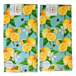 Set of 2 BEE ZESTY Lemon Toss Terry Kitchen Towels by Kay Dee Designs - Picture 1 of 2