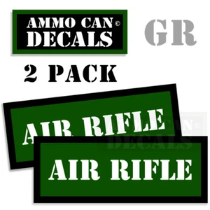 AIR RIFLE Ammo Can GREEN Labels Ammunition Case sticker decals 2 pack 3"x1.15" - Picture 1 of 2