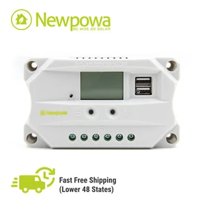 Newpowa Solar Charge Controller PWM 10A/20A 12/24V Auto LCD Regulator Dual USB - Picture 1 of 6