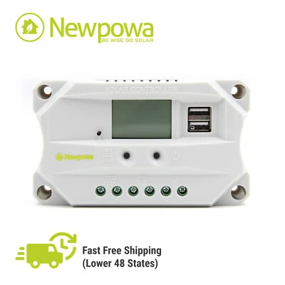 Newpowa Solarladeregler PWM 10A/20A 12/24V Auto LCD Regler Dual USB - Bild 1 von 4