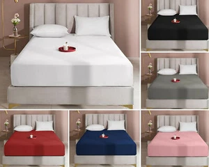 600TCEgyptian Cotton~Extra Deep 40CM~1PC Fitted Sheet SolidColors AU~Long Single - Picture 1 of 48