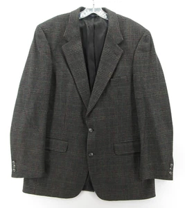 VINTAGE Burberrys Sport Coat Men 44 Gray Lambs Wool Tweed Houndstooth Blazer - Picture 1 of 16