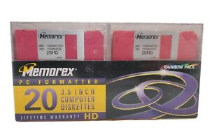 Memorex HD Rainbow Disks Diskettes 3.5" IBM Formatted 20 Pack Case Sealed NIB