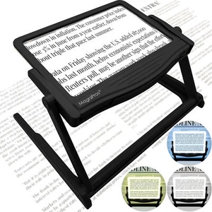 5X LED Page Magnifier with Detachable HandsFree Stand for Reading Fine Print - Picture 1 of 45
