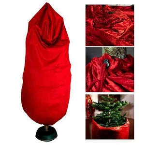 8FT Christmas Tree Skirt Sack No Mess Needle Cover Crushed Velvet Reusable - Picture 1 of 7