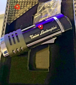 Tonino Lamborghini Cigar Lighter Black Dual Flame w/ Keychain Flame Adjuster - Picture 1 of 11