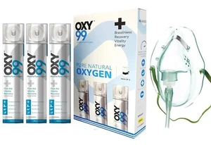 3xOxy99 Portable Oxygen Cylinder 6 liter Can Light Weight Boschi Italy Free Mask - Picture 1 of 3