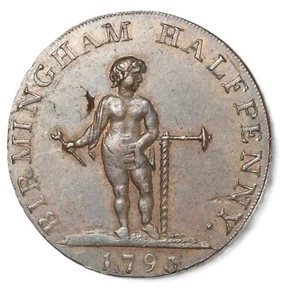1793 Great Britain Warwickshire BOY Conder Token Halfpenny D&H 50a Scarce - Picture 1 of 2