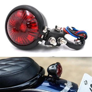 Motorcycle Round LED Stop Brake Tail Light Red 12V Lamp Fits For ATV Cafe Racer - Picture 1 of 12