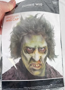 ZOMBIE WIG Adult Size - One Size Fits All Walking Dead Green and Silver - Picture 1 of 6