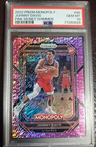 2022 Panini Prizm Monopoly Johnny Davis Rookie Pink Money Shimmer #'d 4/5 PSA 10