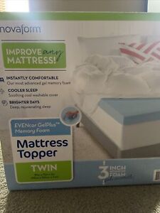 Brand New Novaform cooler sleep 3"Gel Memory Foam Matress Topper Twin with Cover