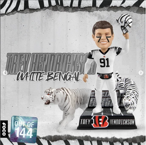 Trey Hendrickson Cincinnati Bengals White Tiger Bobblehead FOCO IN HAND! Cover