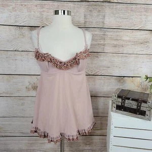 Victoria's Secret Babydoll Dessous mauve kariert Rüschenbesatz Gr. 36B - Bild 1 von 6