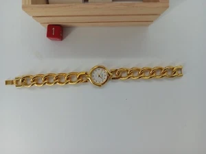 Jewelry Women's Watch by Mayfair Gold Tone Round White Dial Chain Band - Picture 1 of 4
